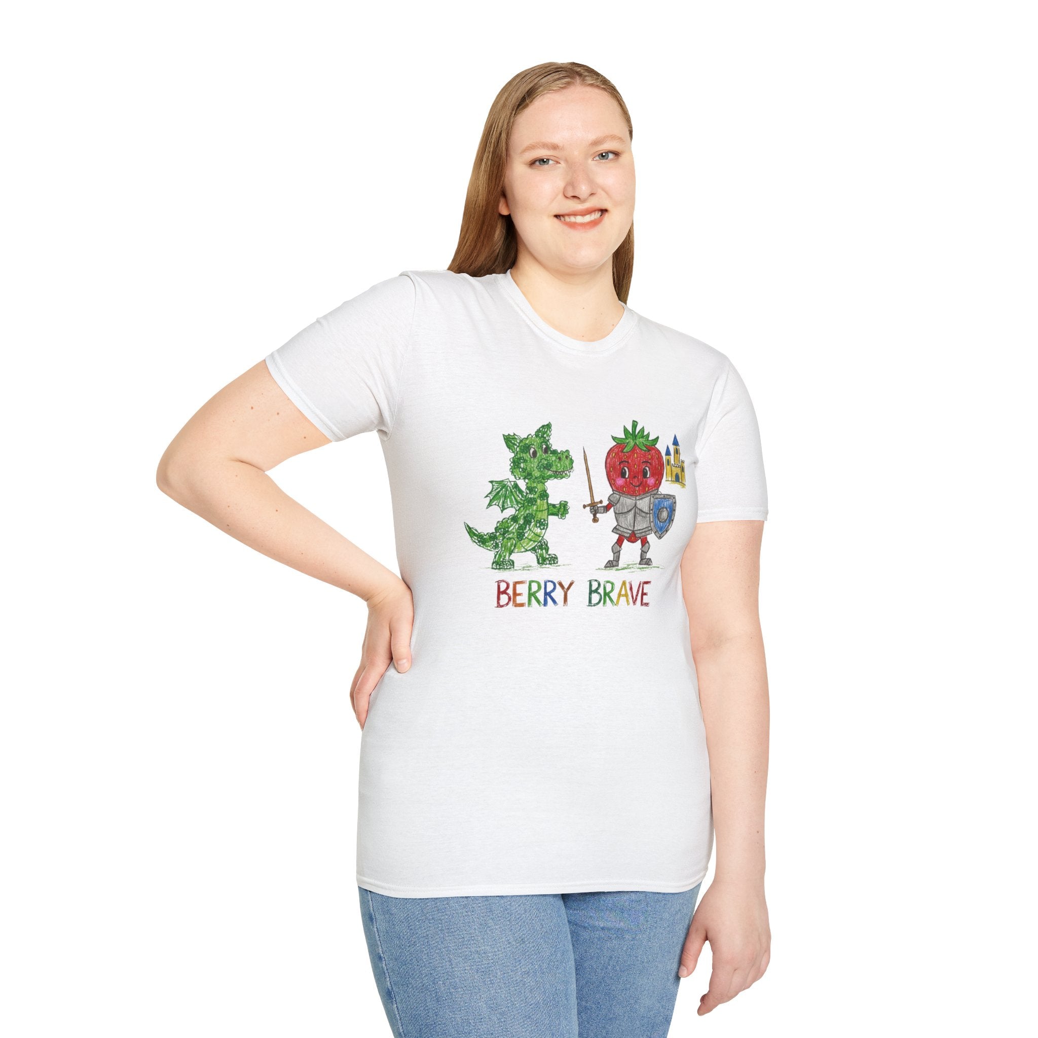 Berry Brave Dragon And Strawberry Crayon T - shirt