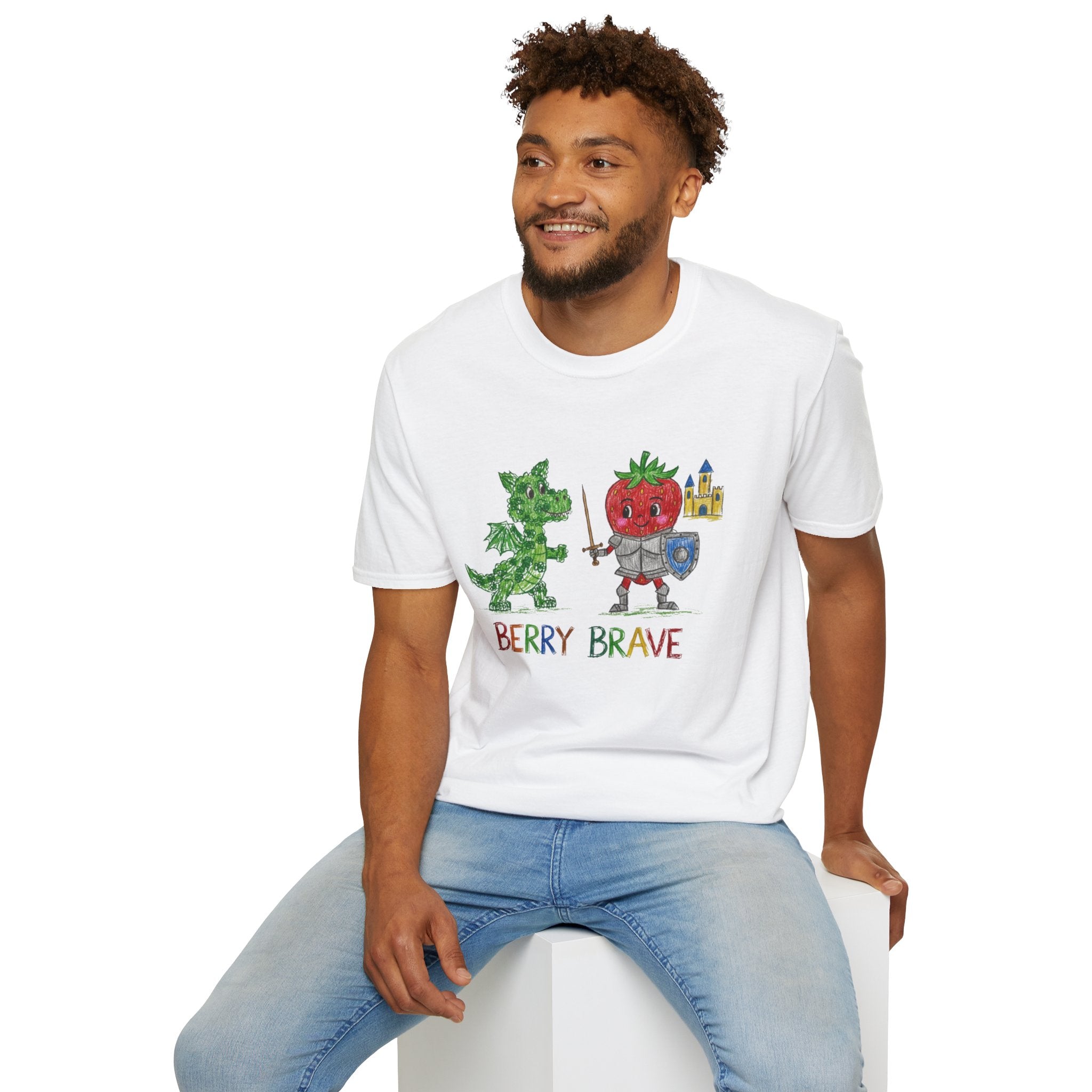 Berry Brave Dragon And Strawberry Crayon T - shirt