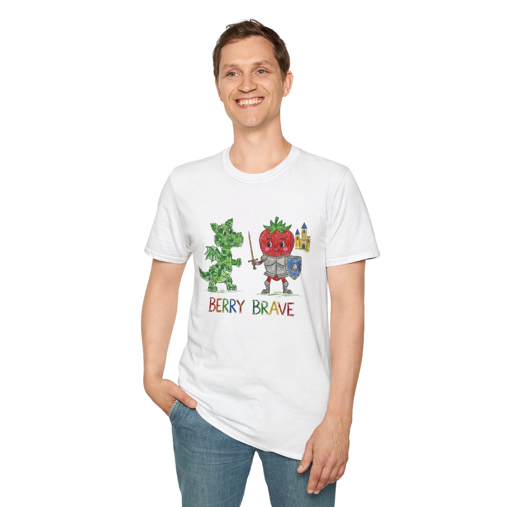 Berry Brave Dragon And Strawberry Crayon T - shirt