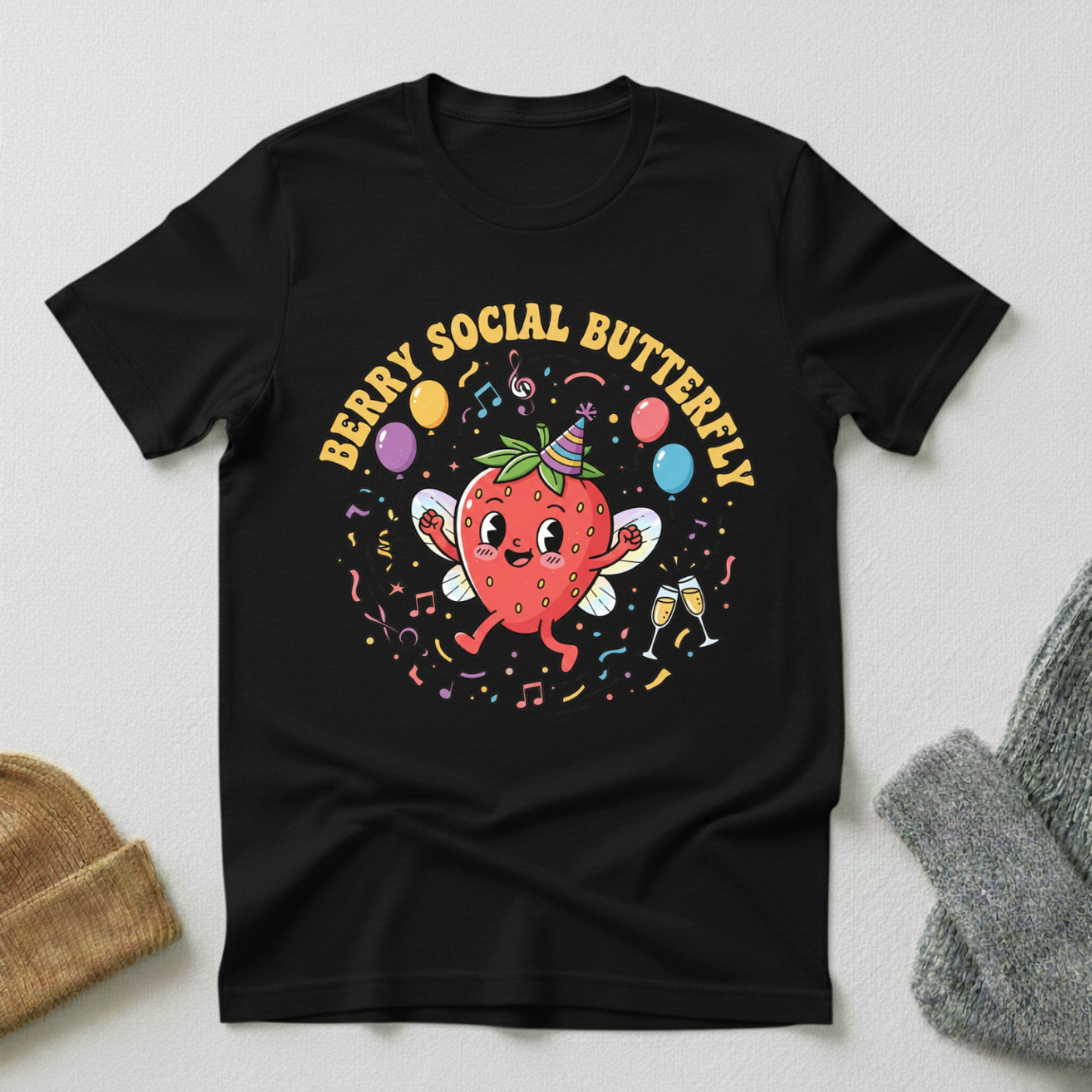 Berry Social Butterfly Kawaii Party T - Shirt