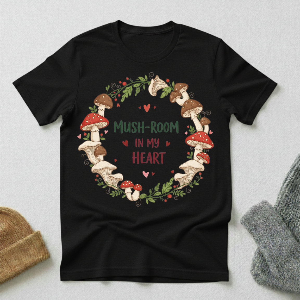 Mushroom In My Heart Vintage Elegance T - Shirt