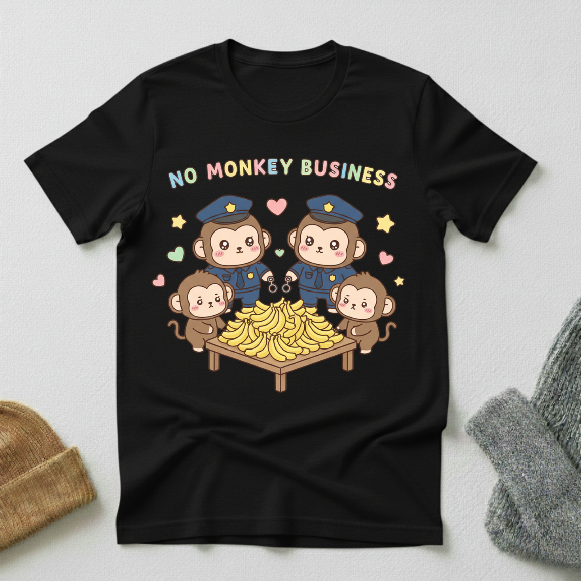 No Monkey Business Kawaii Banana Bust T - Shirt
