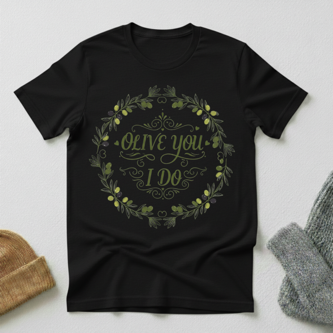 Olive You I Do Vintage Elegance T - Shirt