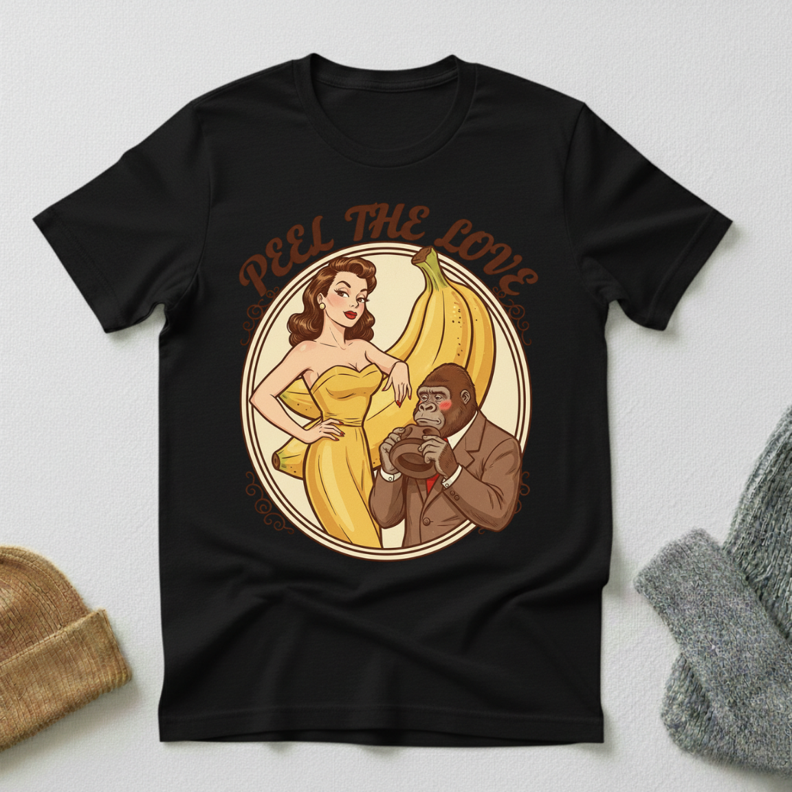 Peel The Love  Vintage PinUp Badge T - Shirt