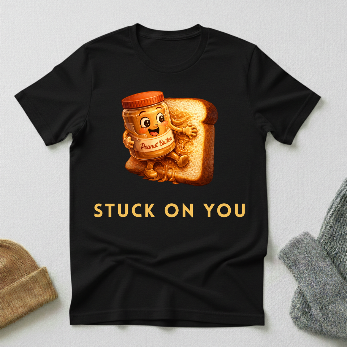 Stuck on You Detailed Cartoon Romance T - Shirt