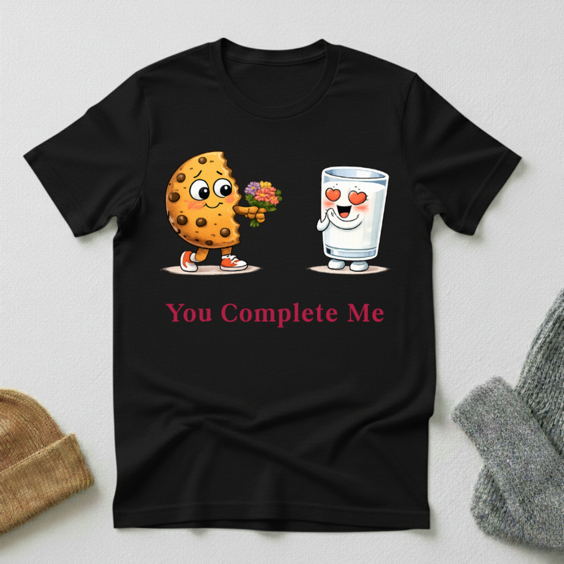 You Complete Me Cookie & Milk Love Story T - Shirt