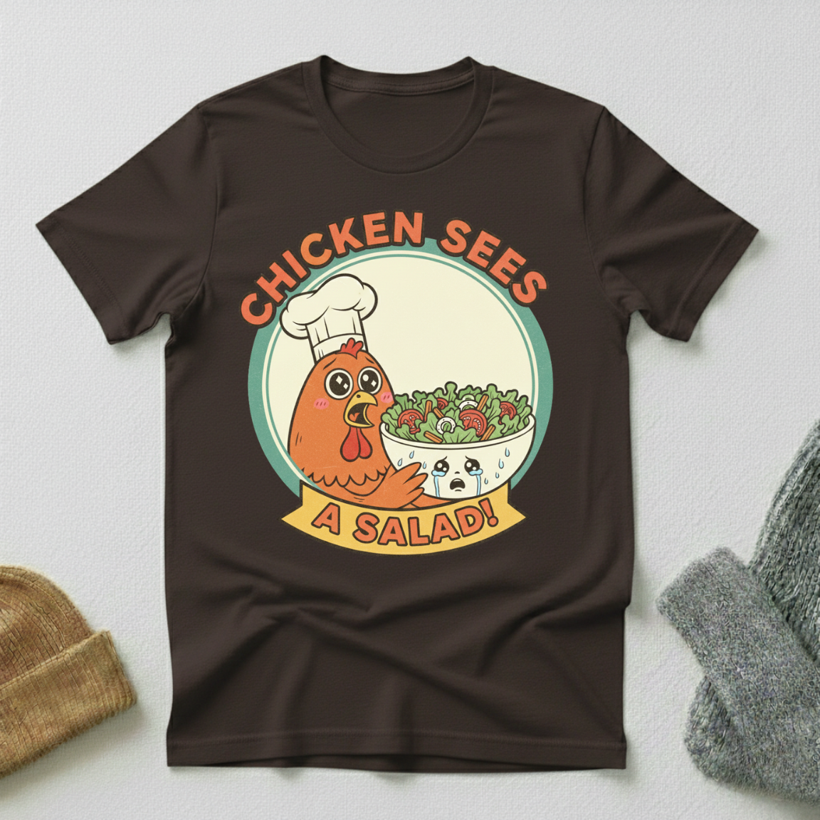 Chicken Sees A Salad Kawaii T - Shirt