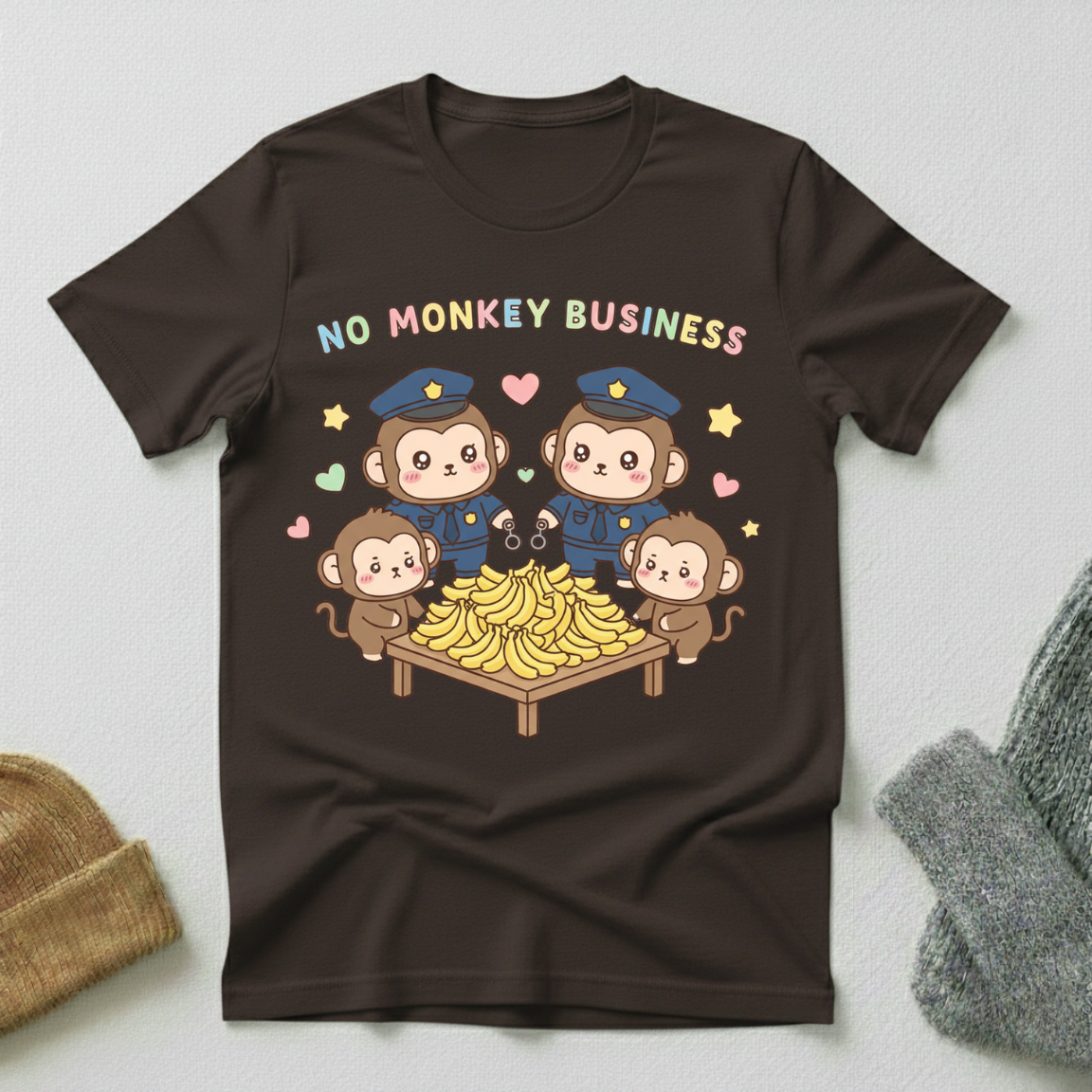No Monkey Business Kawaii Banana Bust T - Shirt