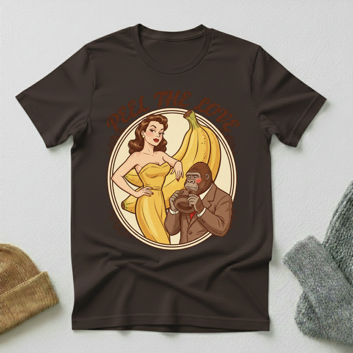 Peel The Love  Vintage PinUp Badge T - Shirt