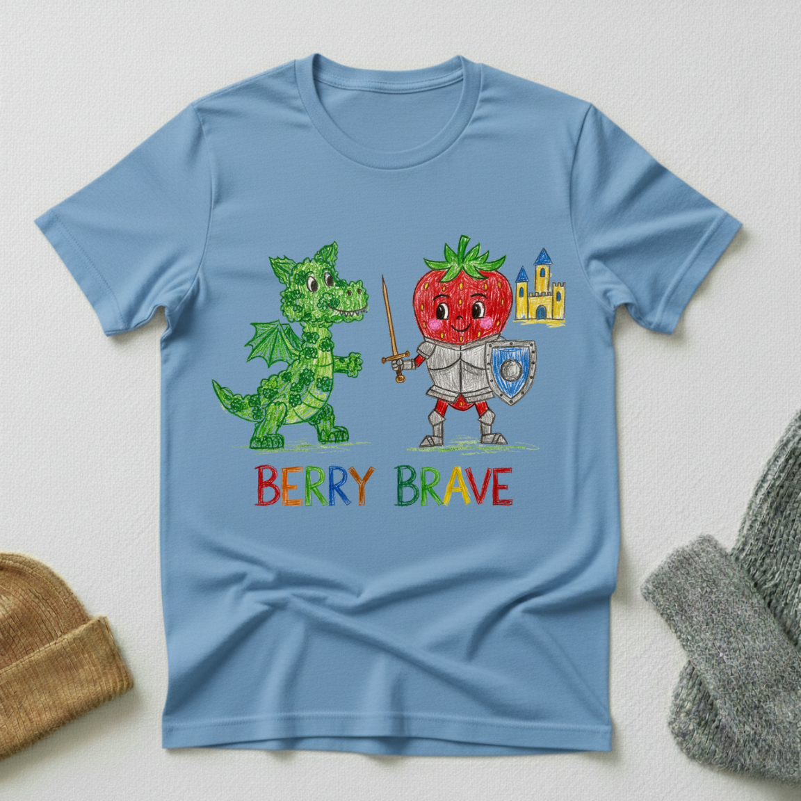 Berry Brave Dragon And Strawberry Crayon T - Shirt