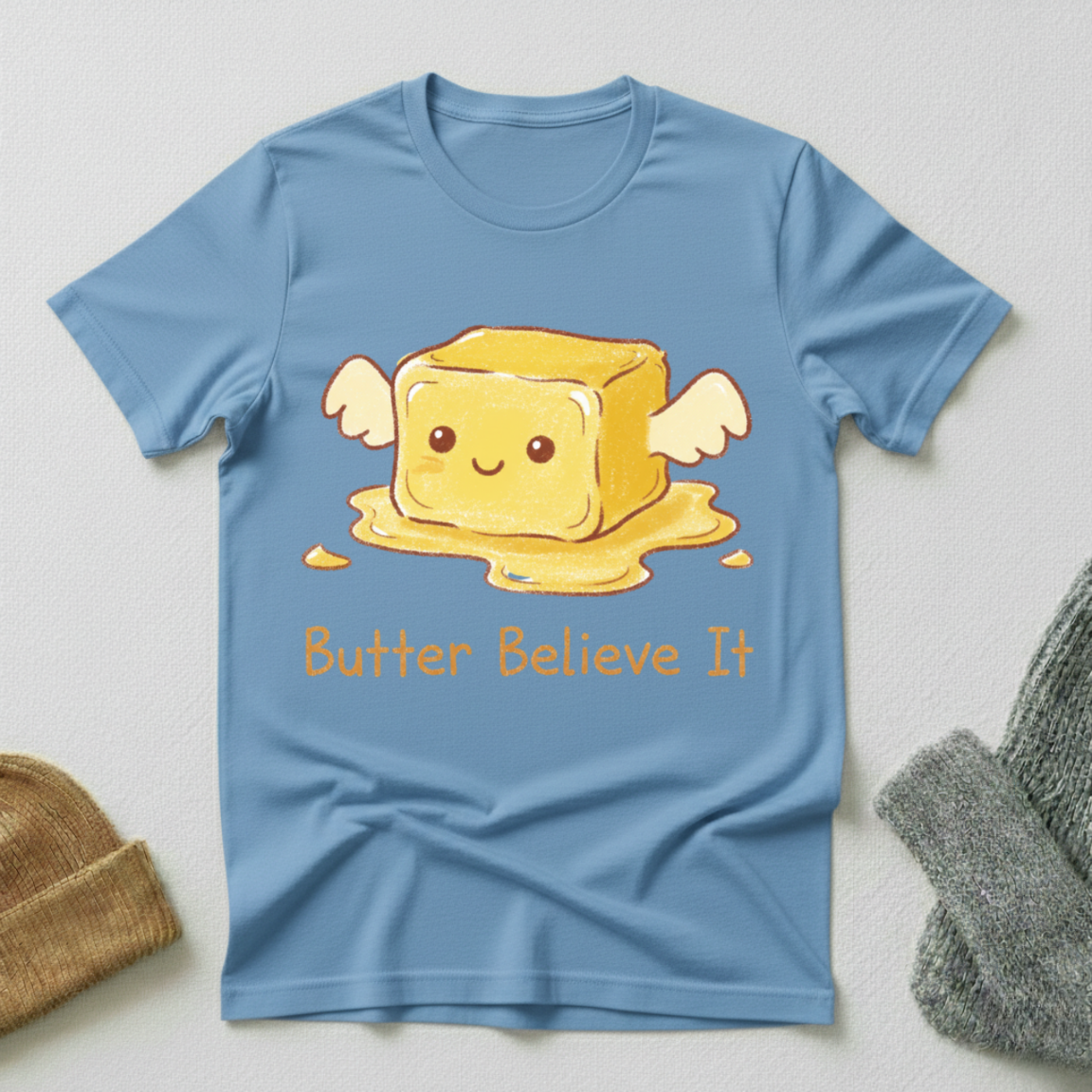 Butter Believe It Kawaii With Wings Cartoon T - Shirt