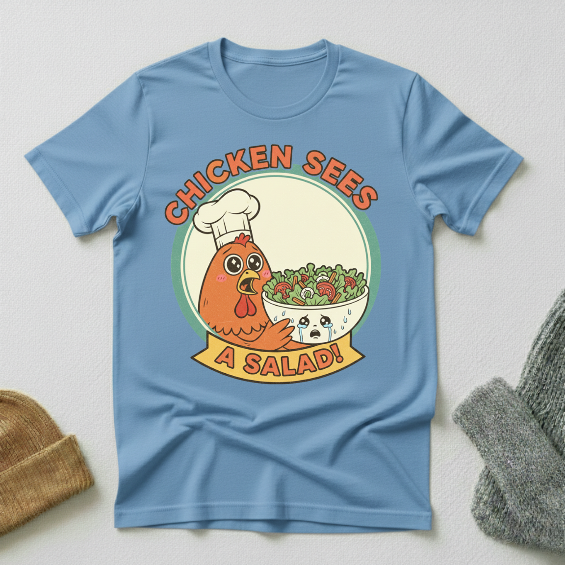 Chicken Sees A Salad Kawaii T - Shirt