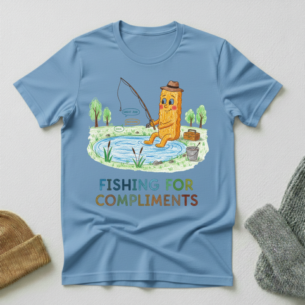 Fishing For Compliments Crayon T - Shirt