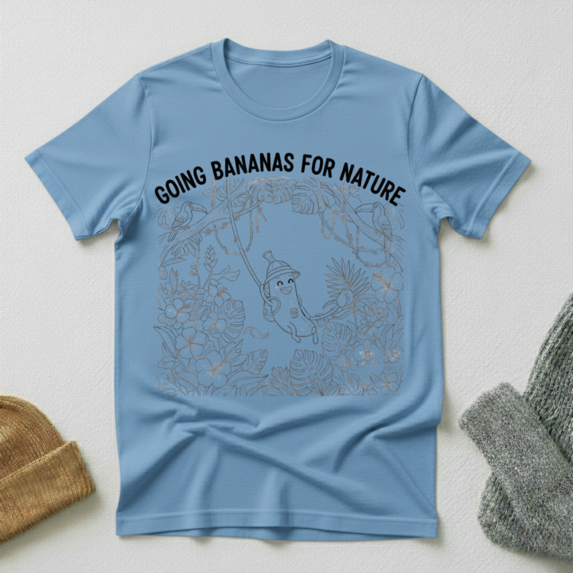 Going Bananas For Nature Jungle Stencil T - Shirt