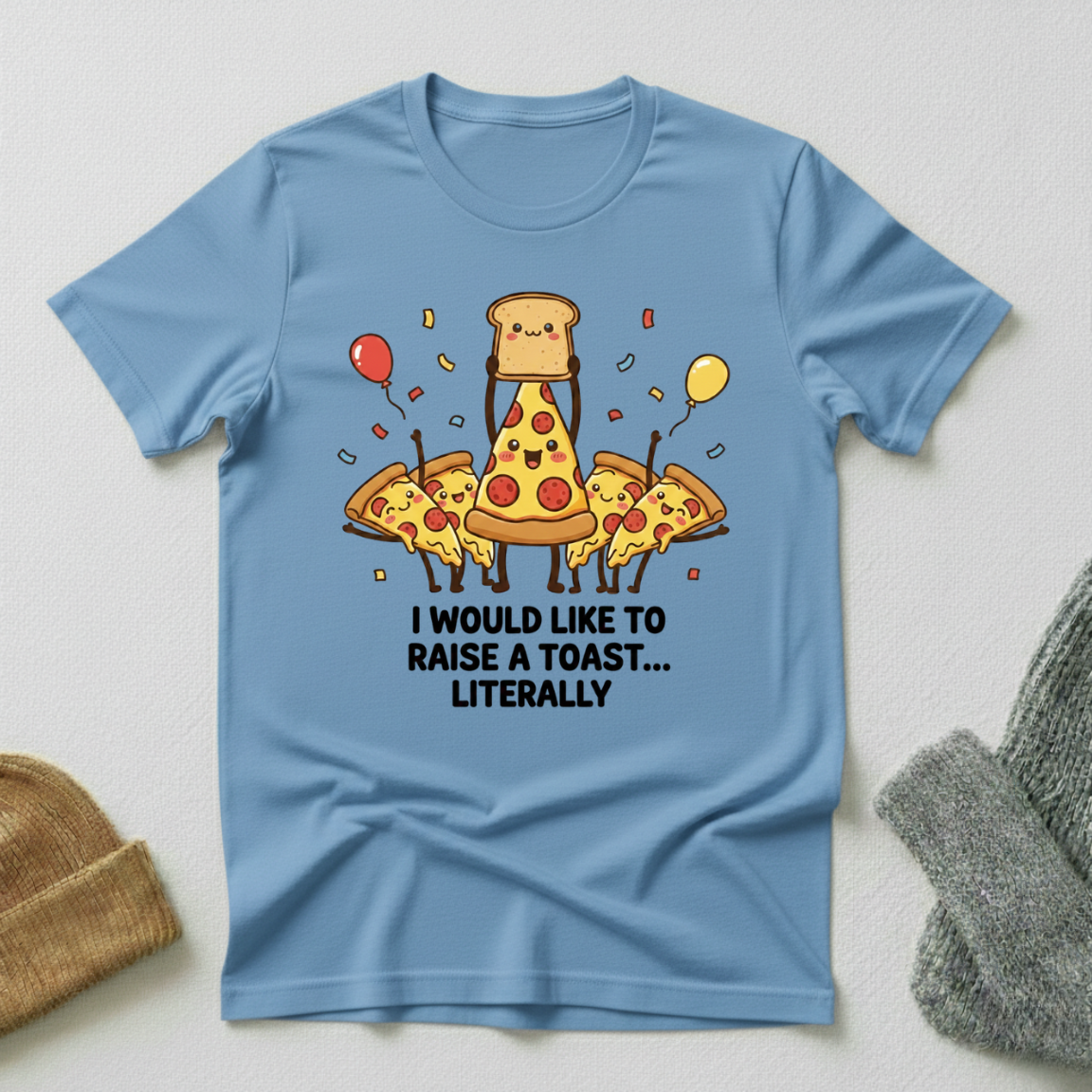 I Would Like To Raise A Toast Pizza Party Kawaii T - Shirt