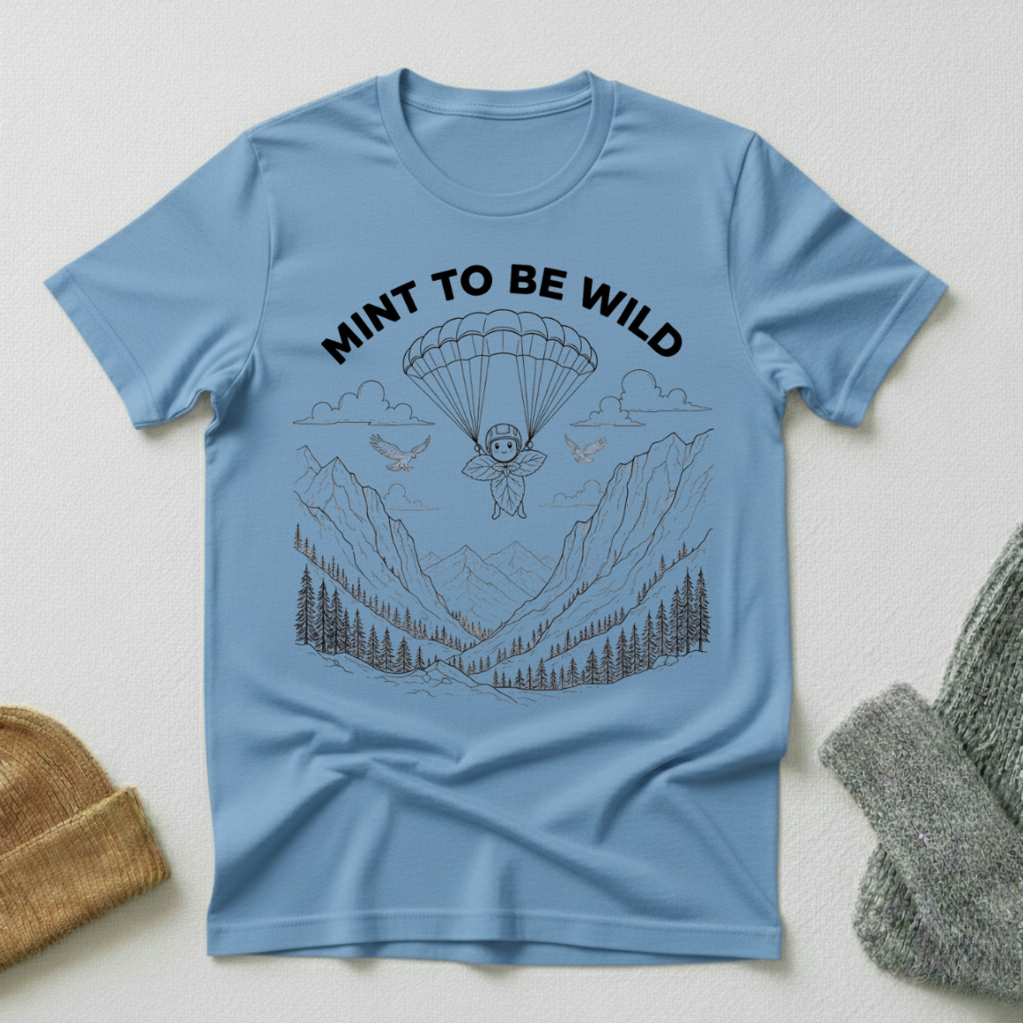 Mint To Be Wild Parachute Stencil  T - Shirt
