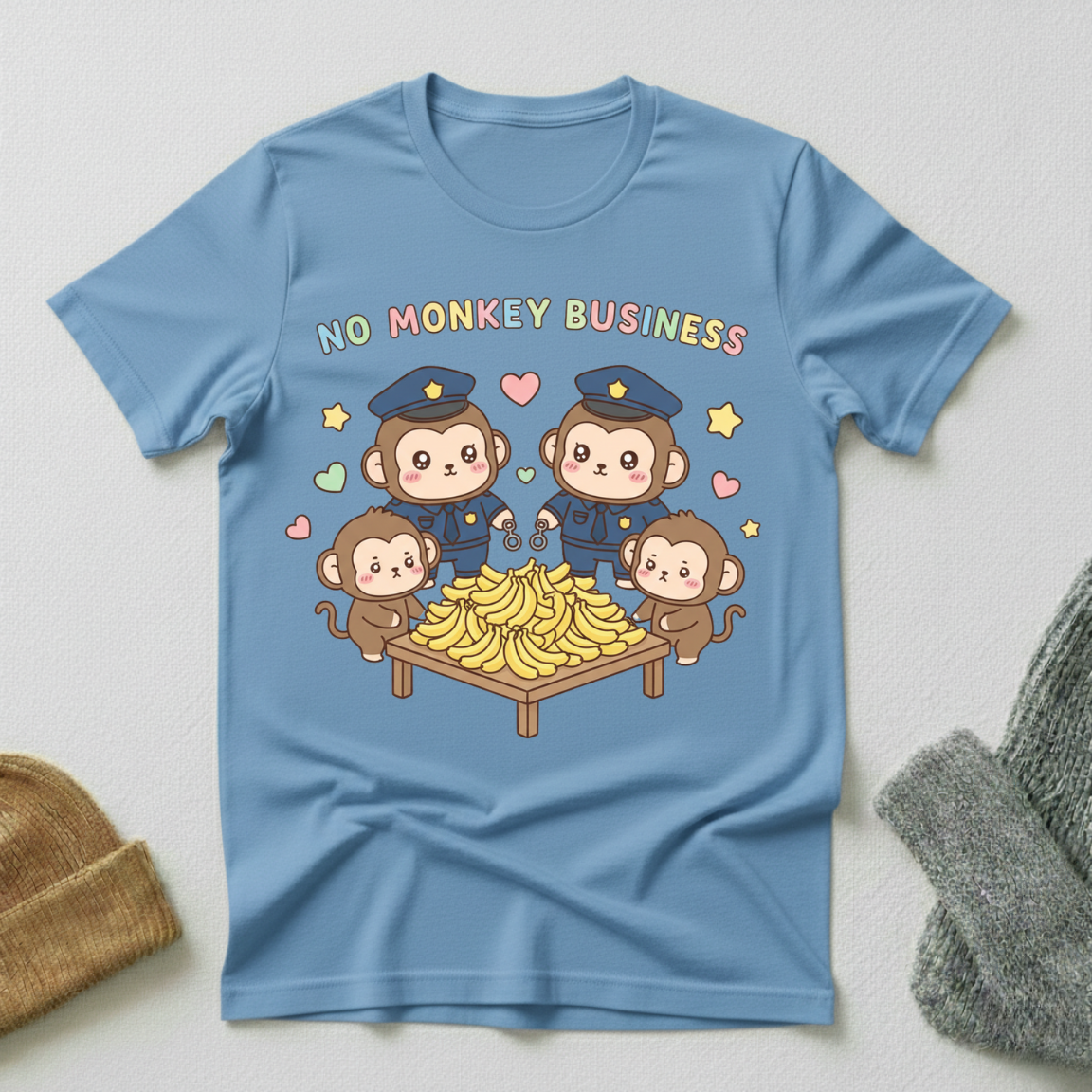 No Monkey Business Kawaii Banana Bust T - Shirt