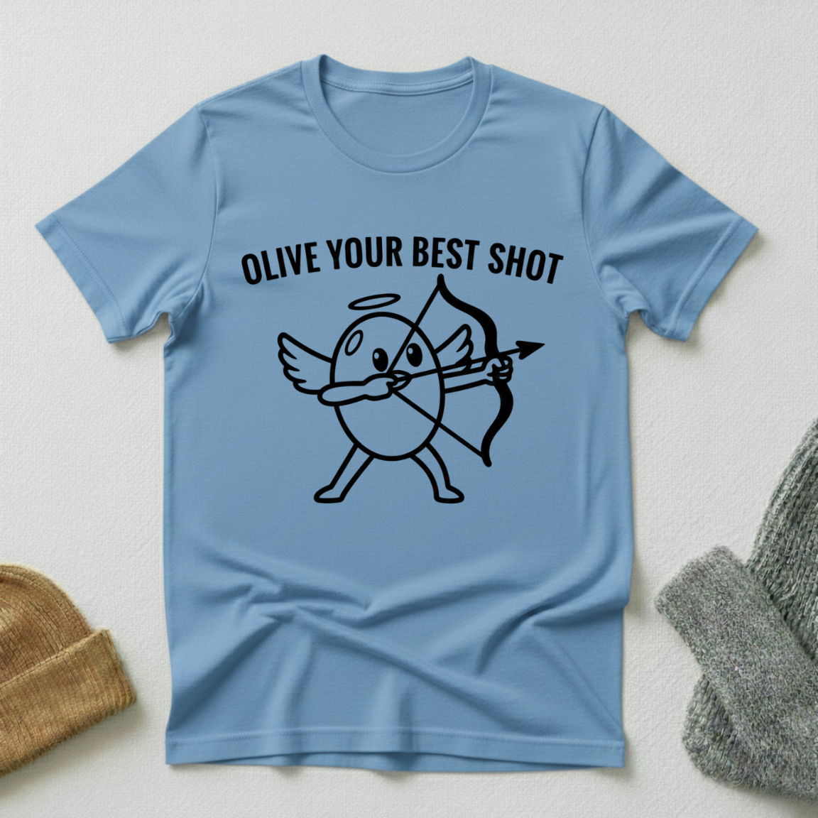 Olive Your Best Shot Cupid Stencil T - Shirt