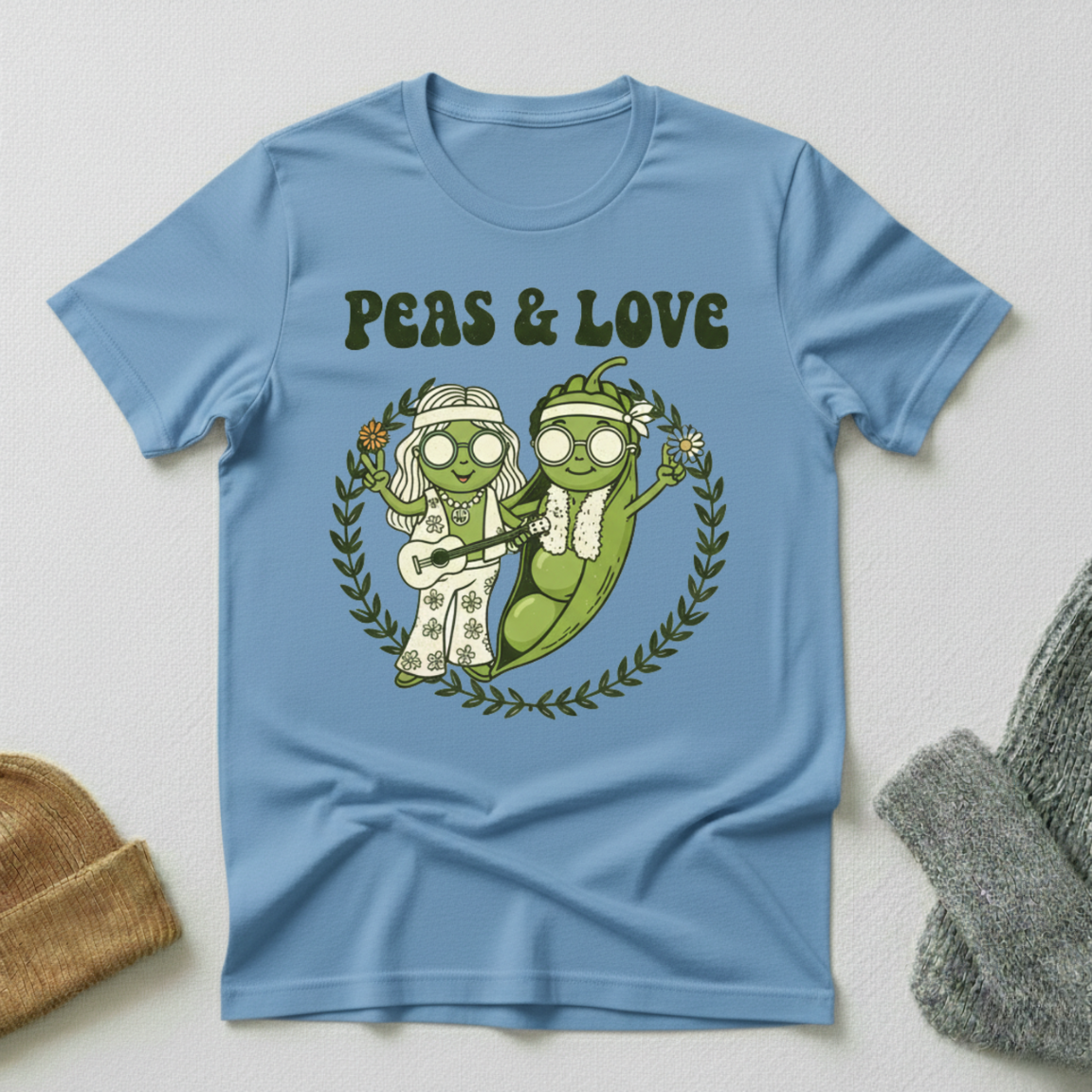 Peas And Love White Flower Vibe T - Shirt