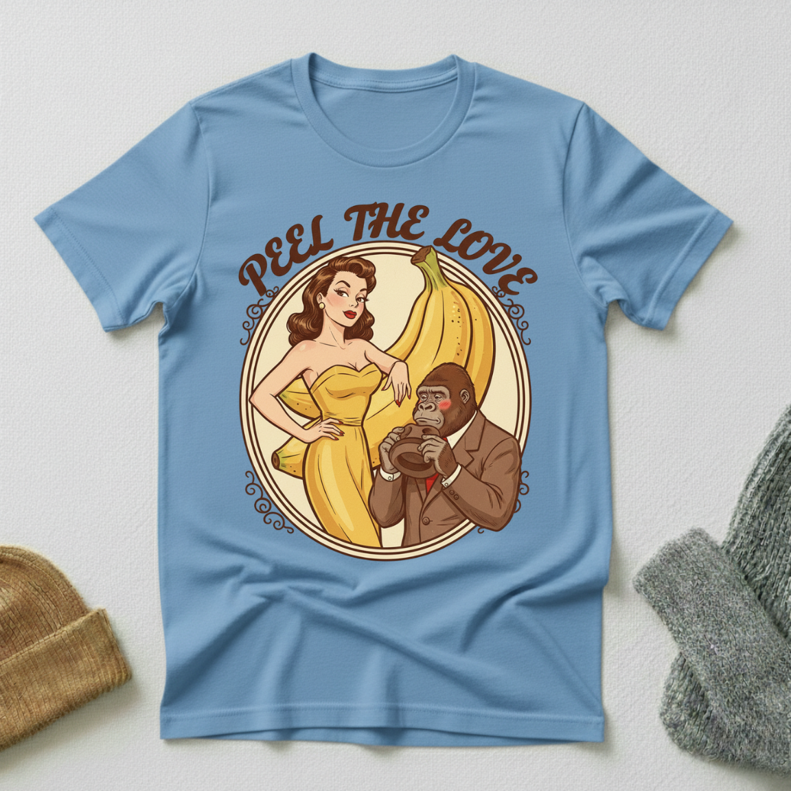 Peel The Love  Vintage PinUp Badge T - Shirt