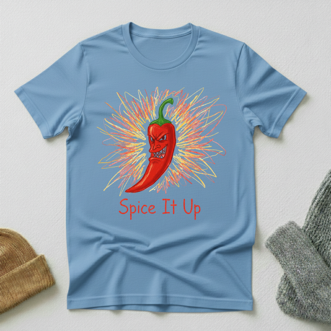 Spice It Up Red Pepper Cartoon T - Shirt