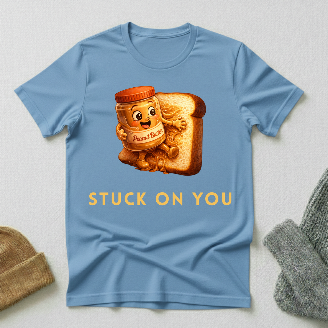 Stuck on You Detailed Cartoon Romance T - Shirt