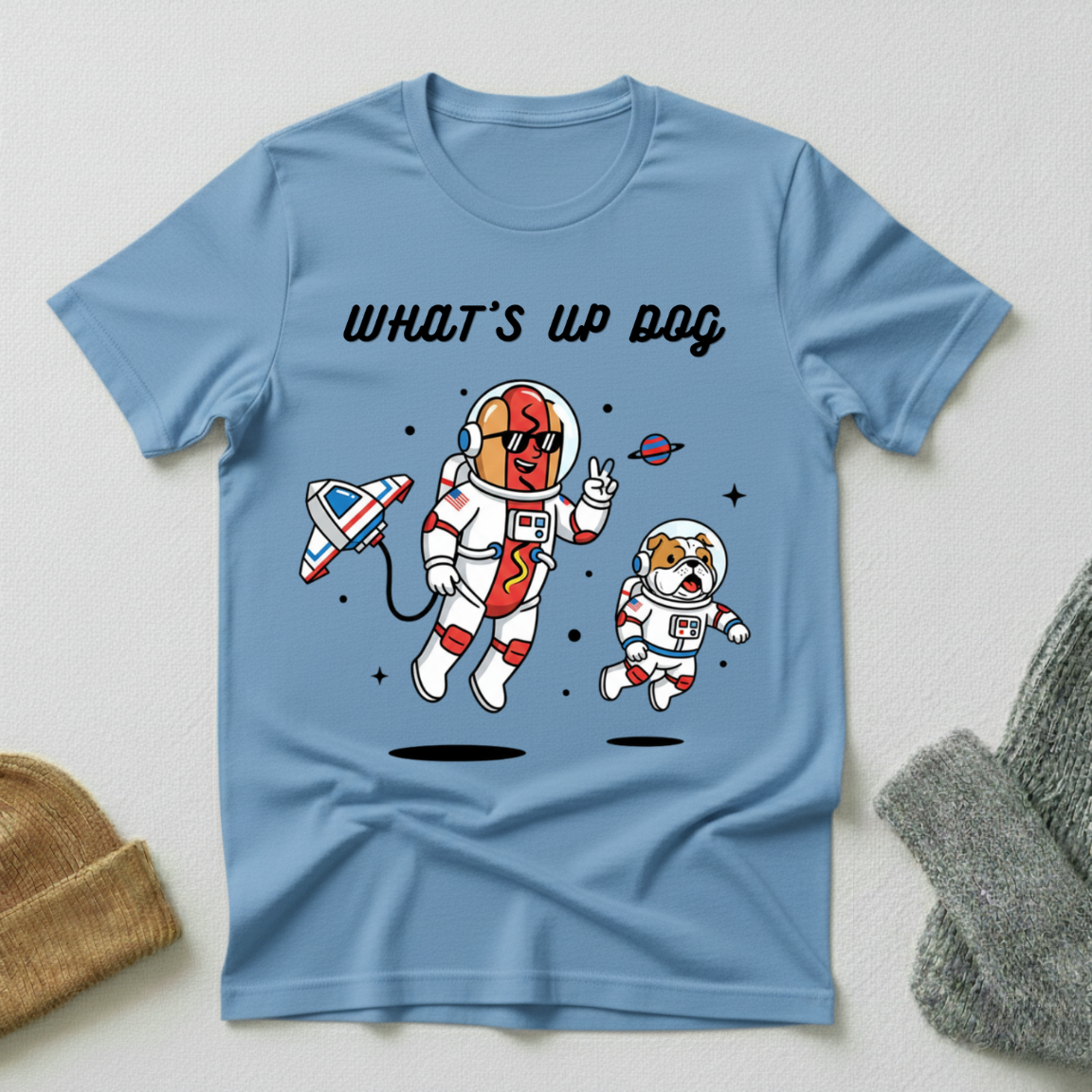 Whats Up Dog Astronaut T - Shirt