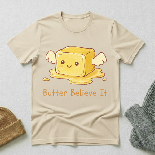 Butter Believe It Kawaii With Wings Cartoon T - Shirt