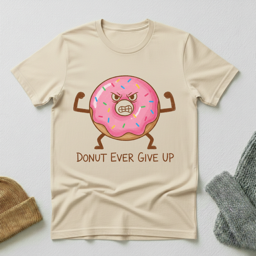 Donut Ever Give Up Sprinkle Cartoon T - Shirt