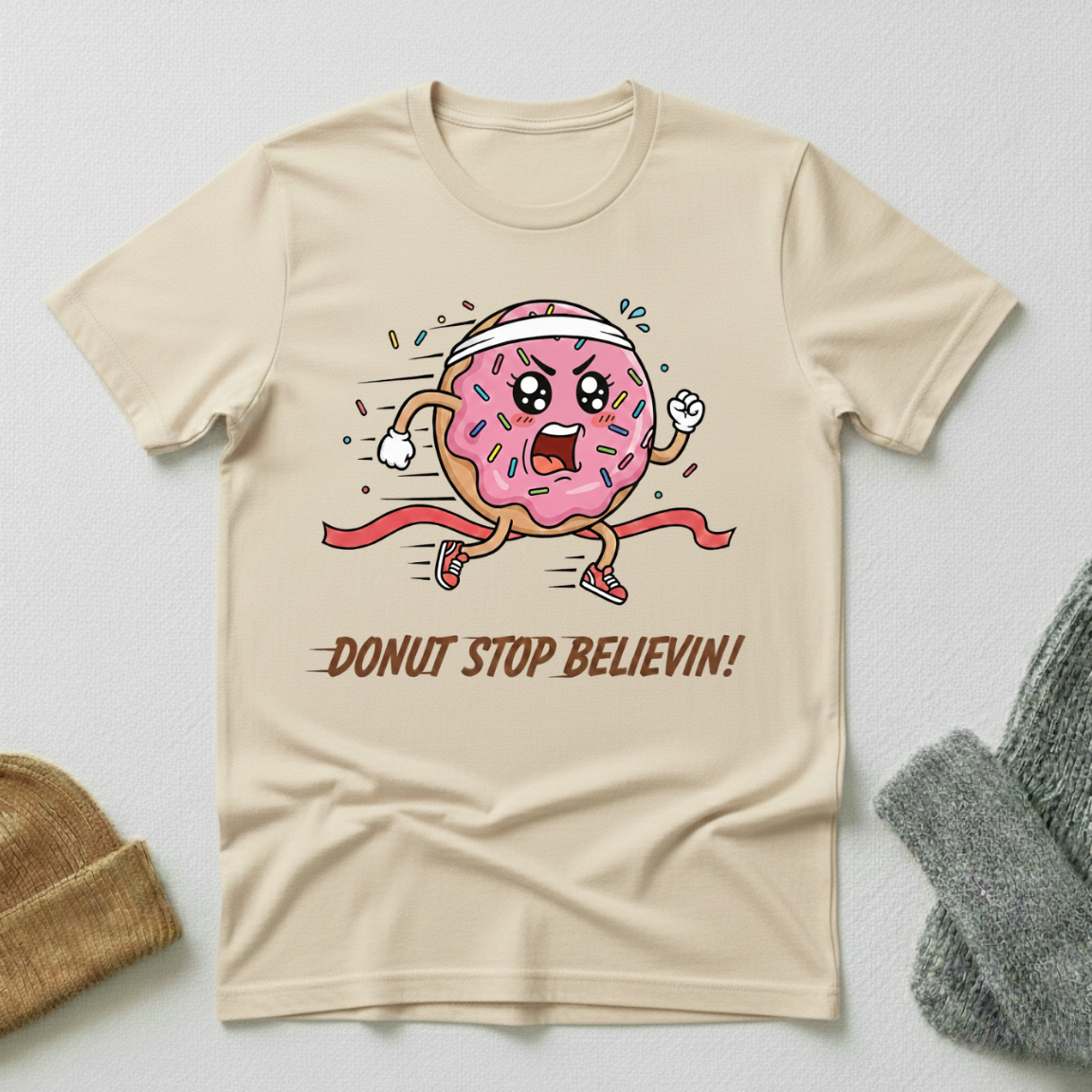 Donut Stop Believin Runner T - Shirt