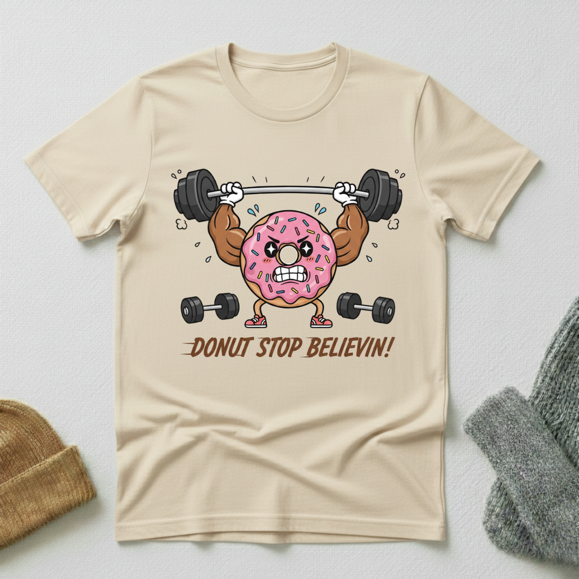 Donut Stop Believin Weight Lifting T - Shirt
