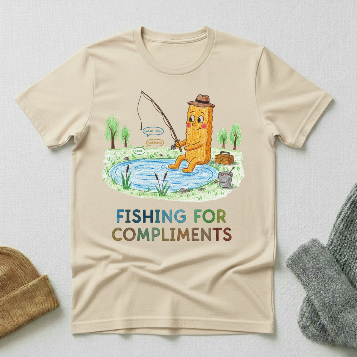 Fishing For Compliments Crayon T - Shirt