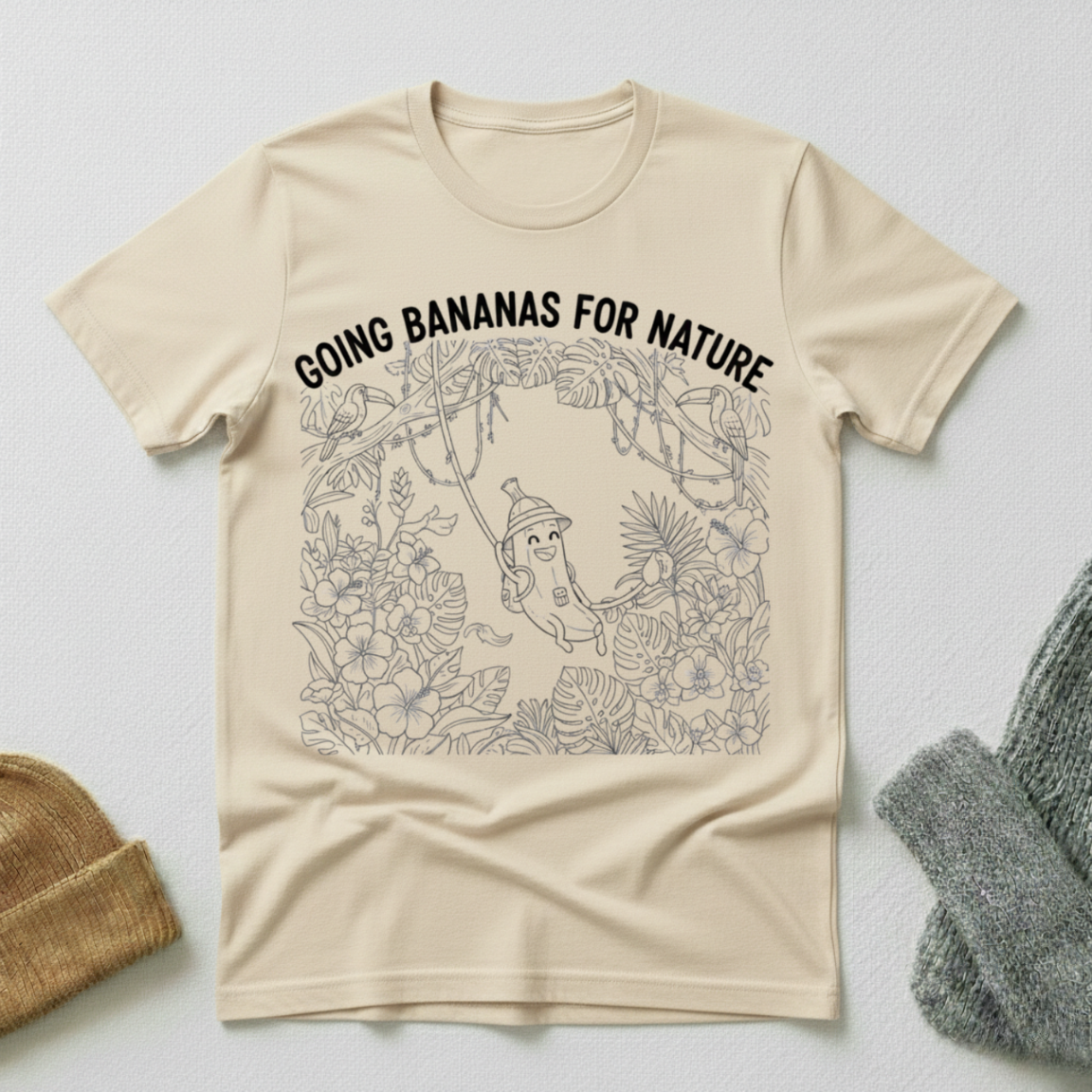 Going Bananas For Nature Jungle Stencil T - Shirt