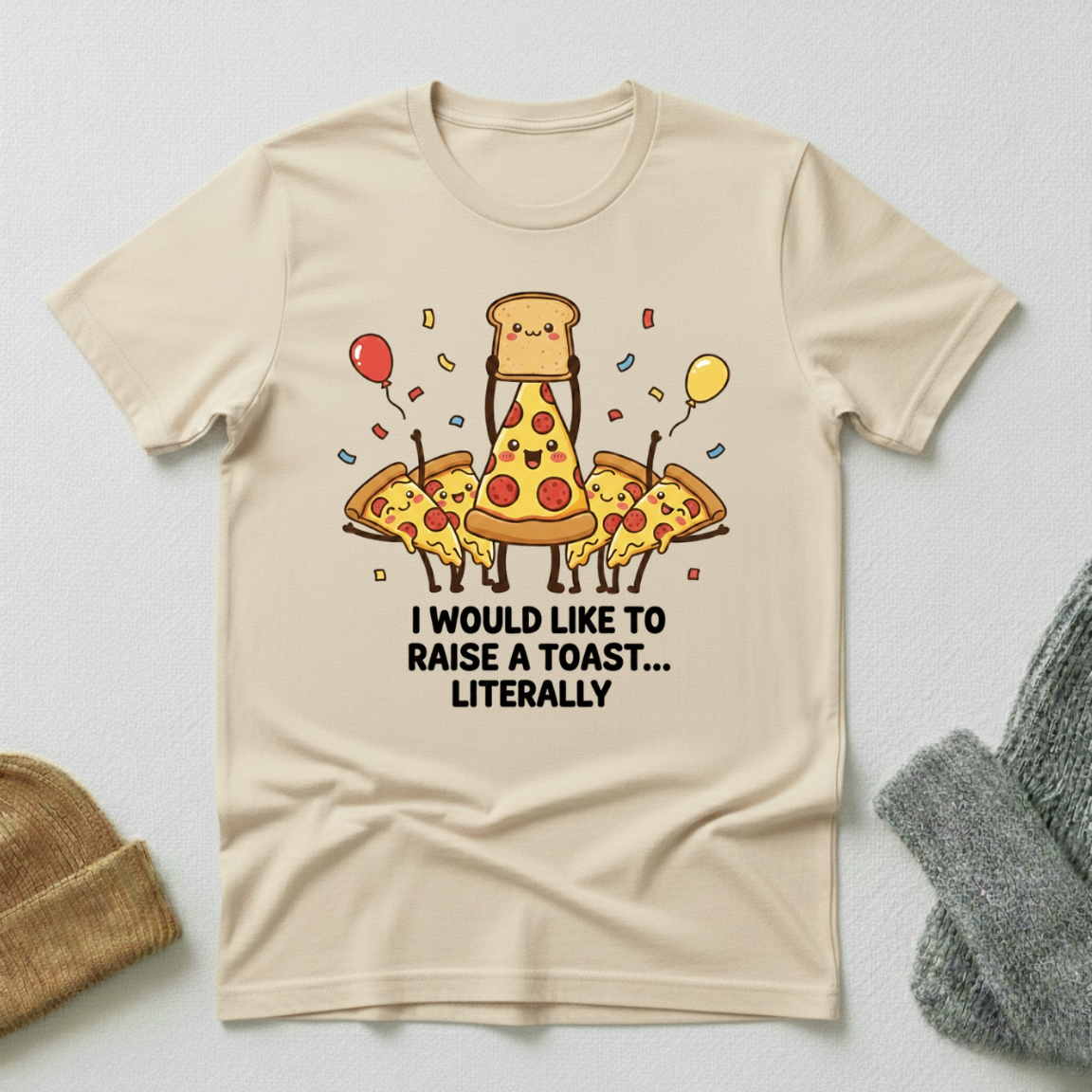 I Would Like To Raise A Toast Pizza Party Kawaii T - Shirt
