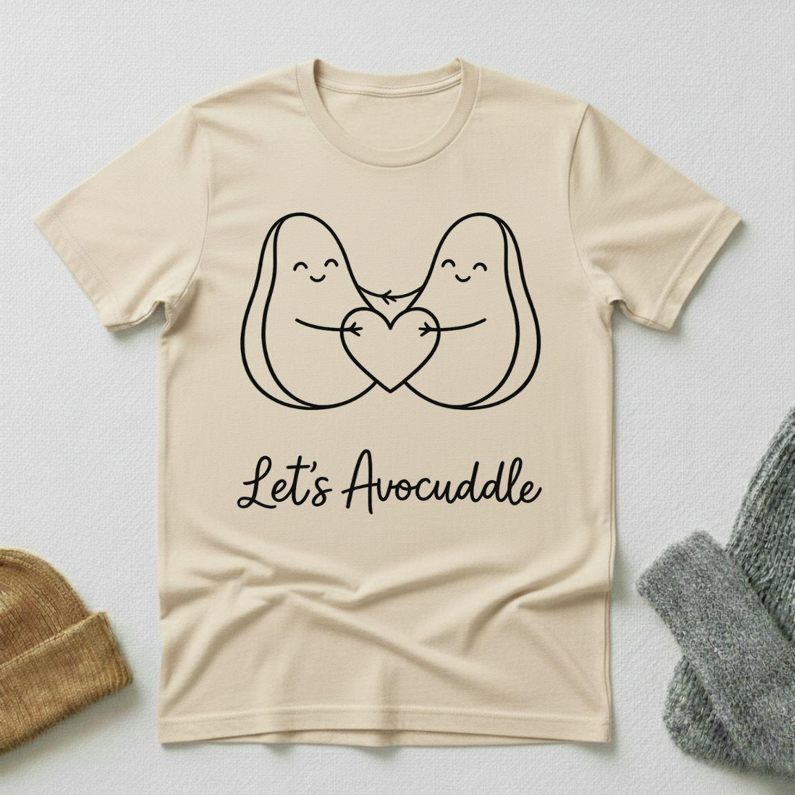 Let's Avocuddle Kawaii Avocado Romance  T - Shirt