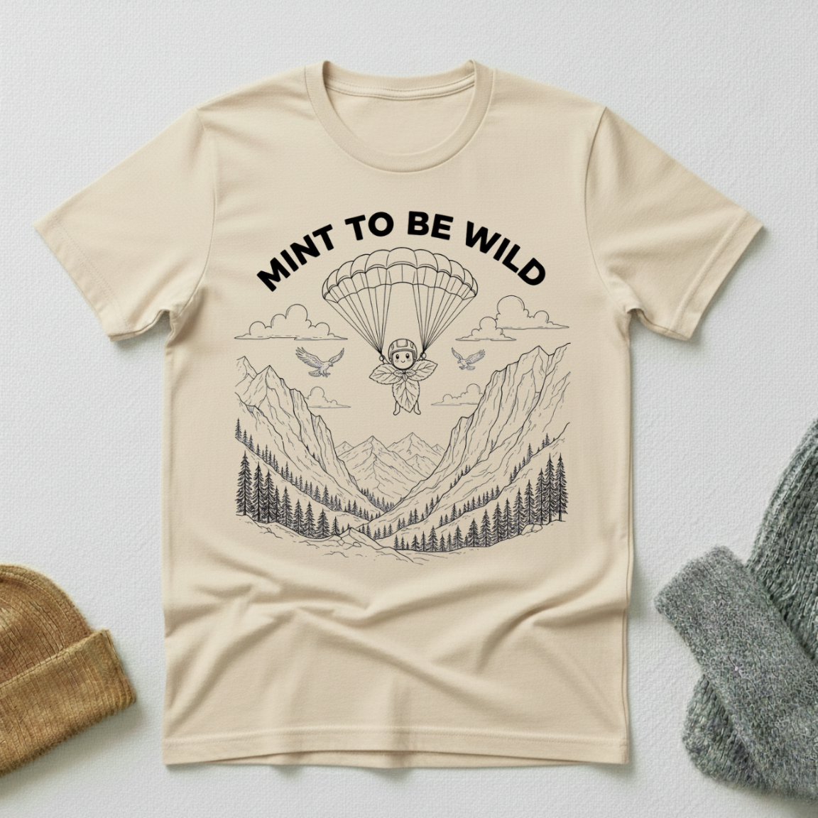 Mint To Be Wild Parachute Stencil  T - Shirt