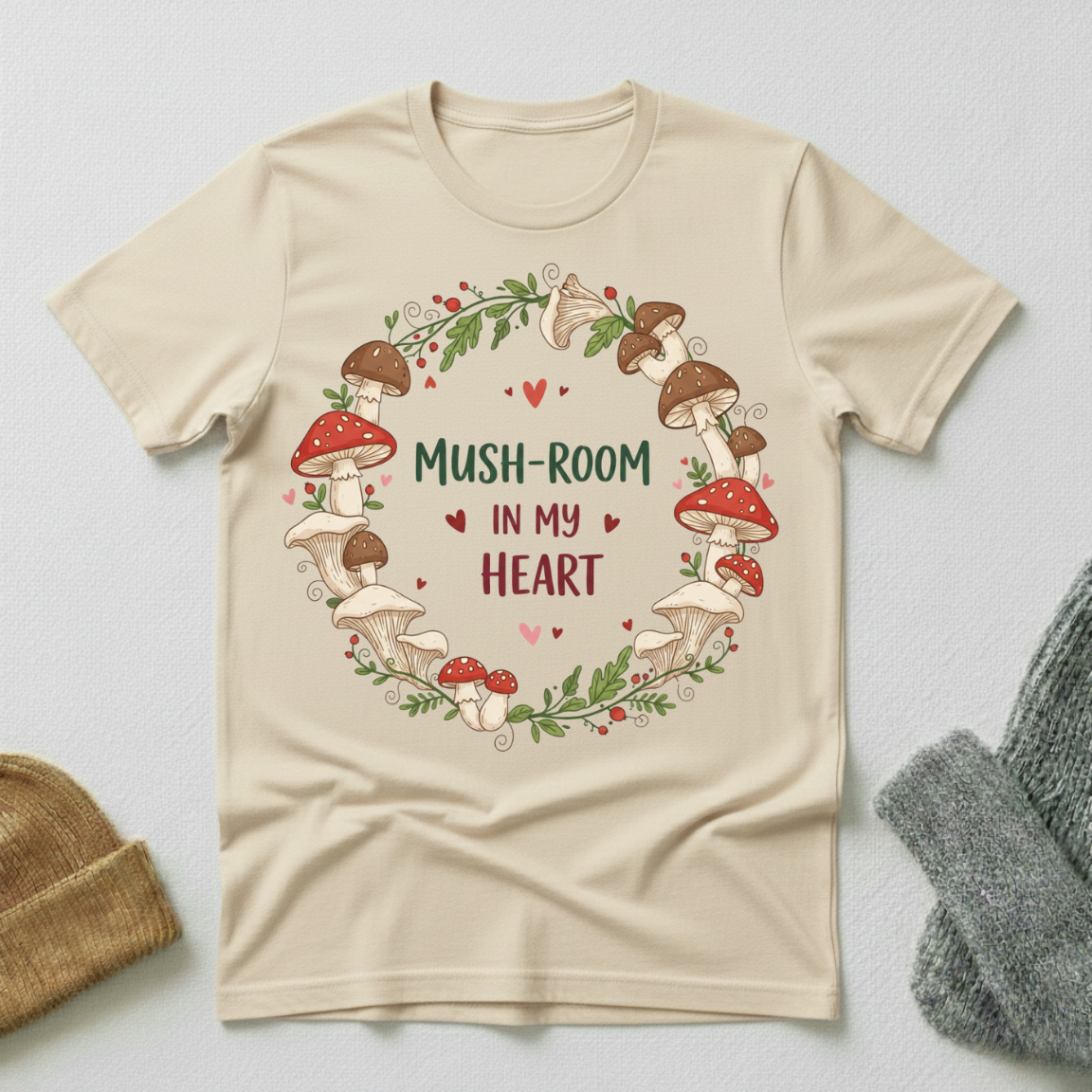 Mushroom In My Heart Vintage Elegance T - Shirt