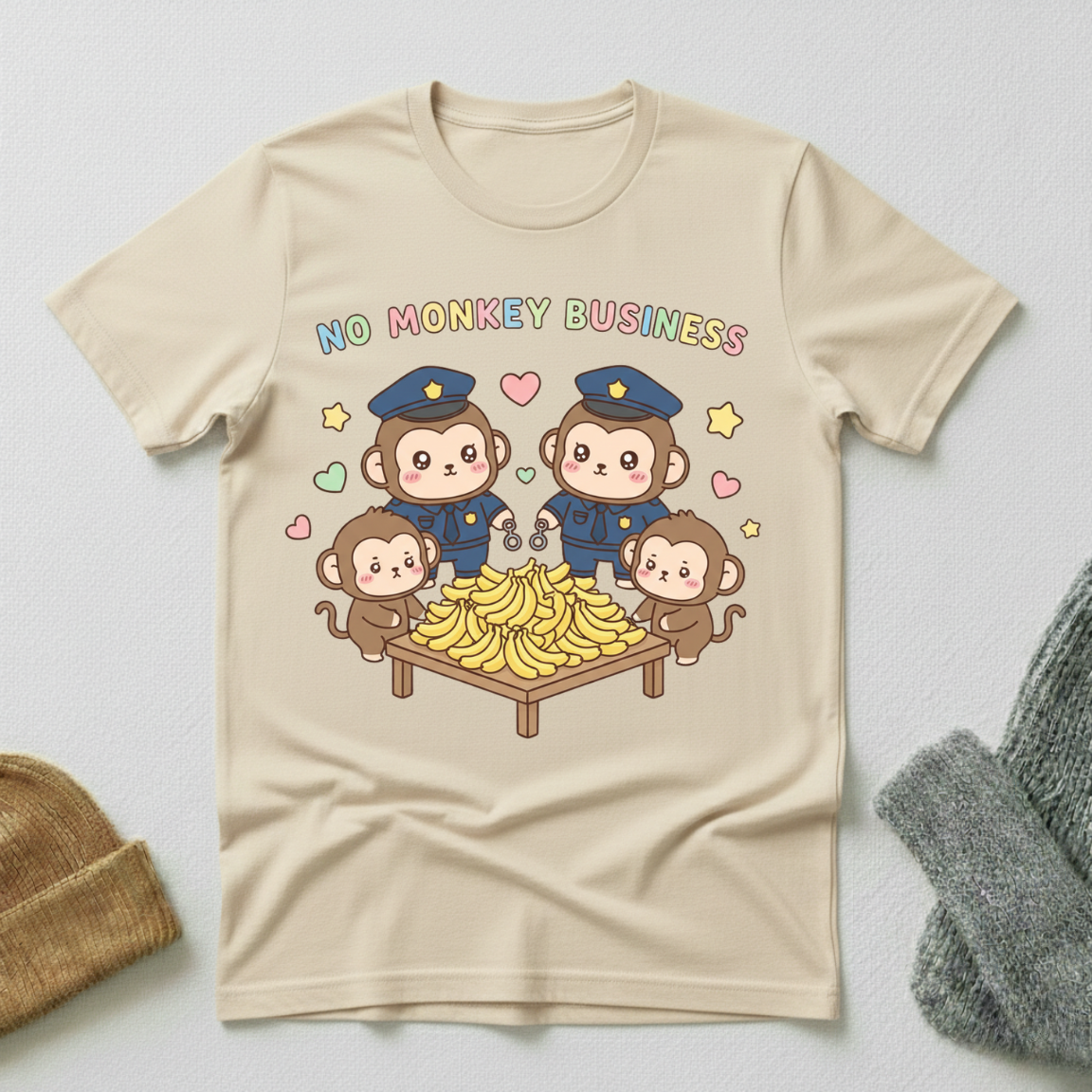 No Monkey Business Kawaii Banana Bust T - Shirt