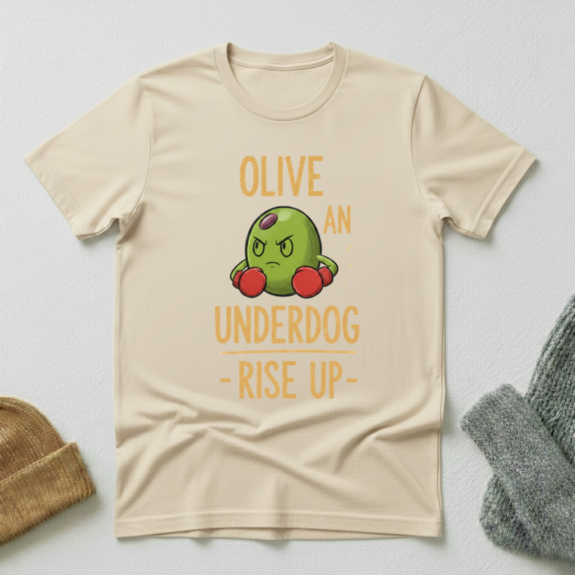Olive An Under Dog Rise Up Boxer T - Shirt