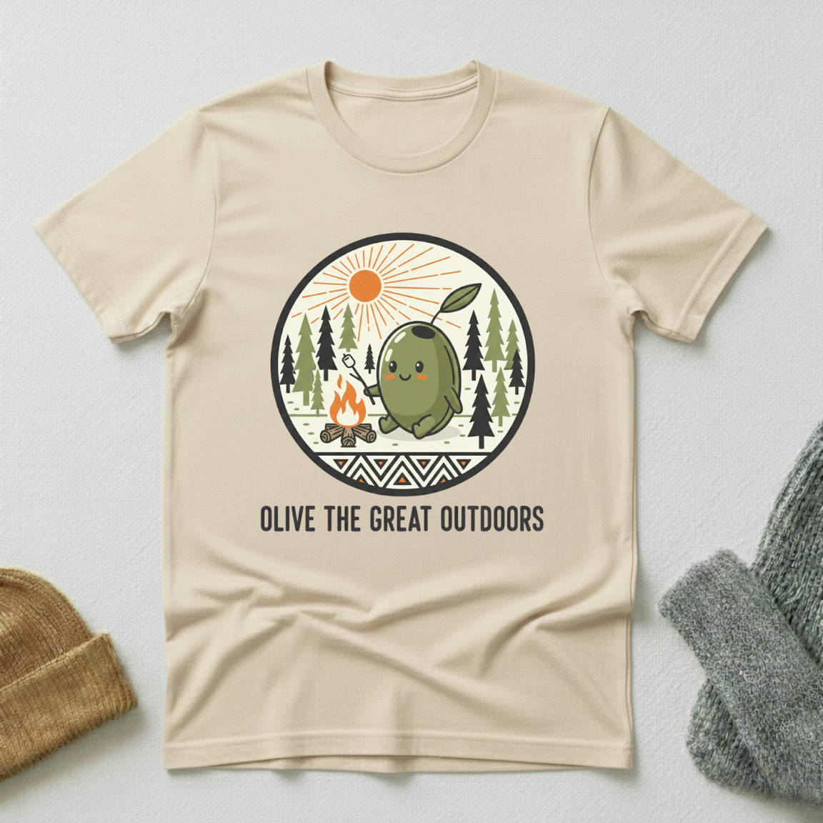 Olive The Great Outdoors Campfire T - Shirt