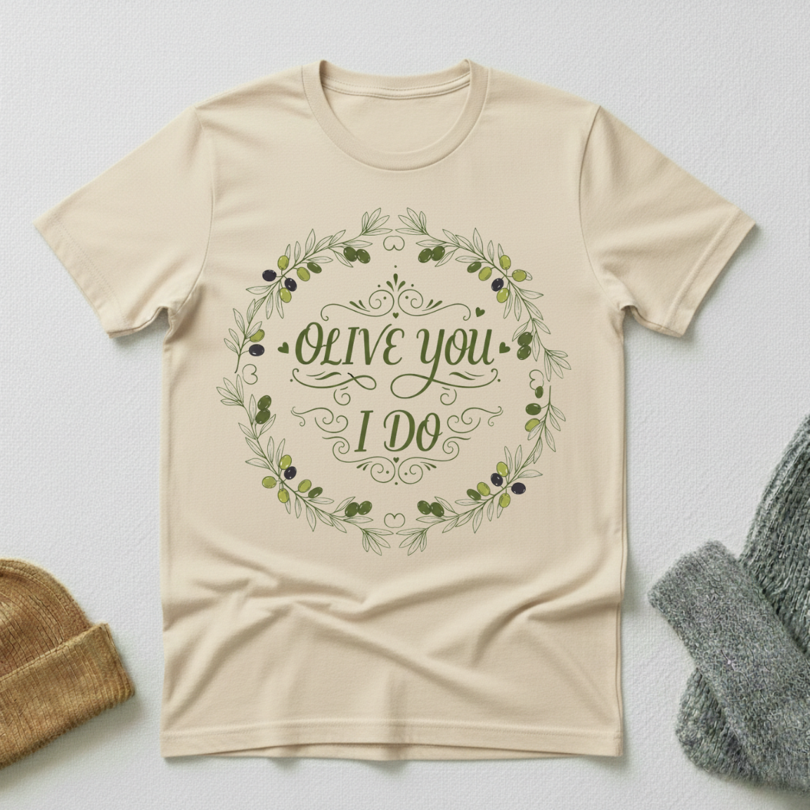 Olive You I Do Vintage Elegance T - Shirt