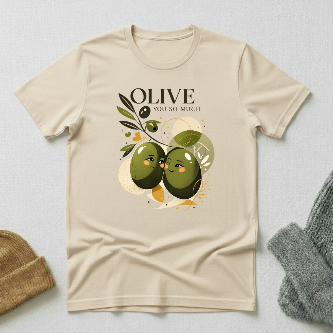 Olive You So Much Artistic Romance T - Shirt