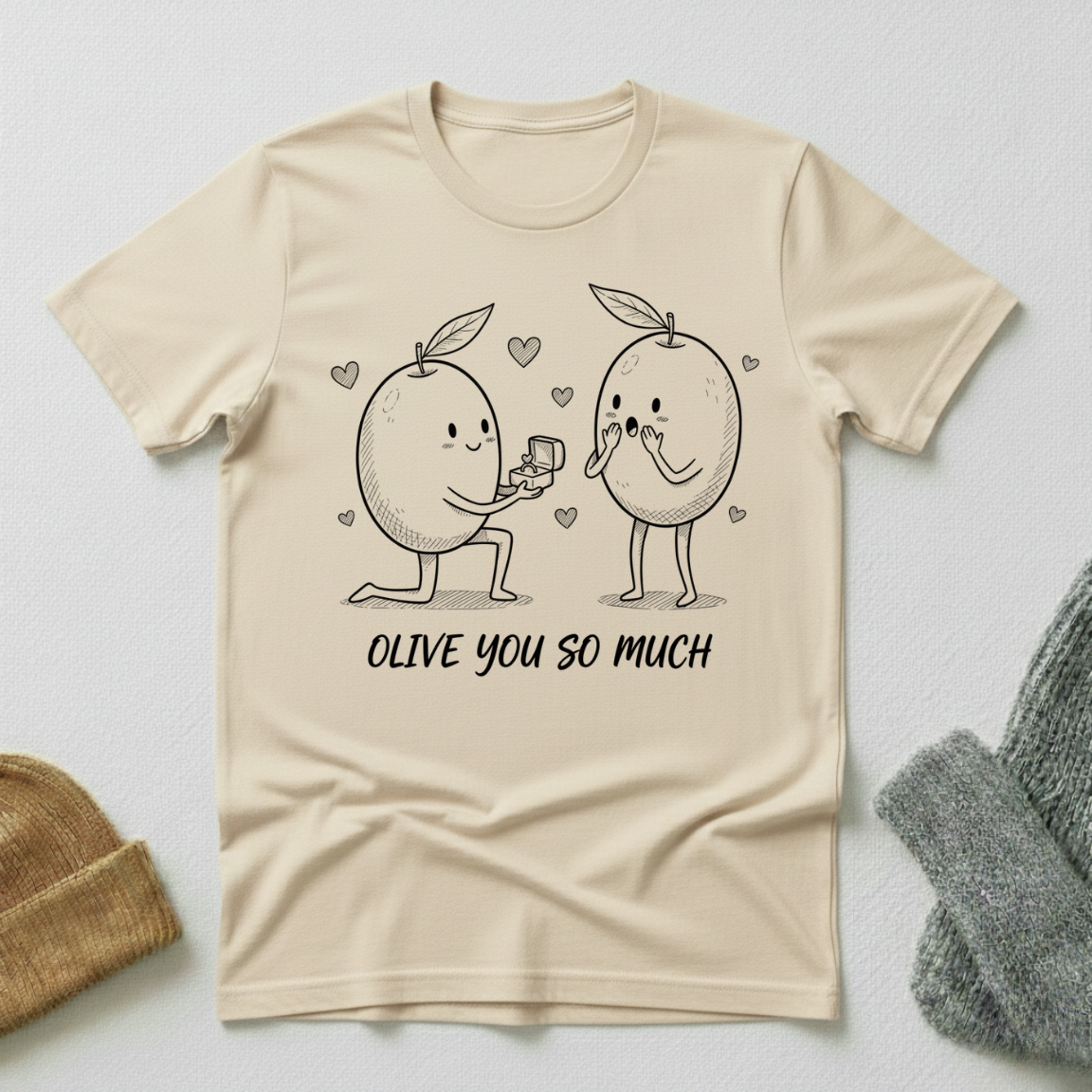 Olive You So Much Doodle Ring T - Shirt