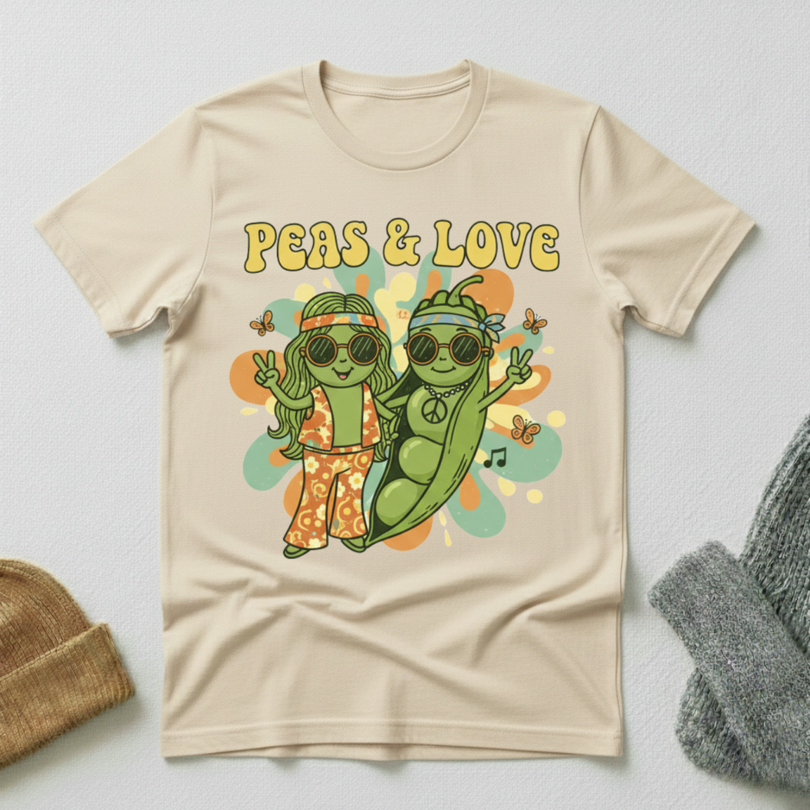 Peas And Love Flower Vibe T - Shirt