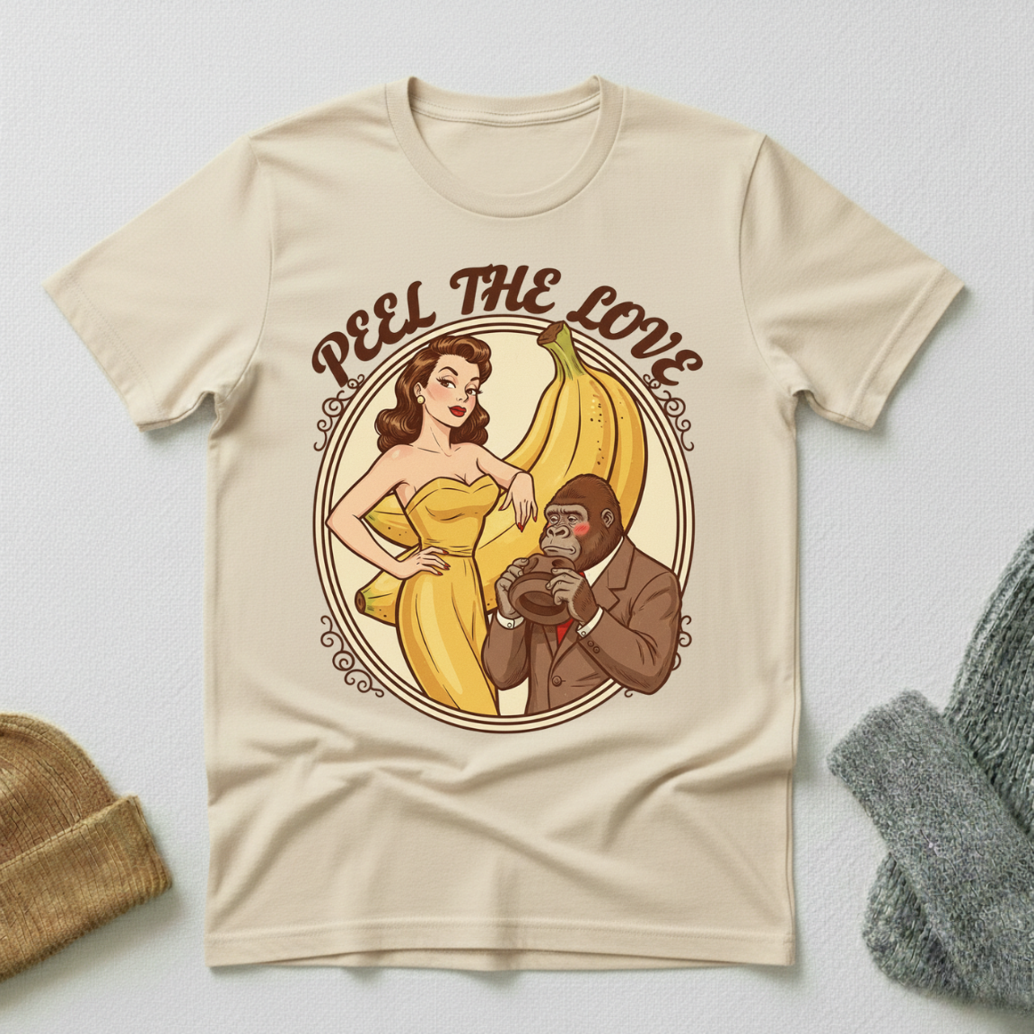 Peel The Love  Vintage PinUp Badge T - Shirt