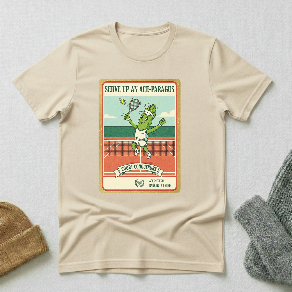 Serve Up An AceParagus Trading Card T - Shirt