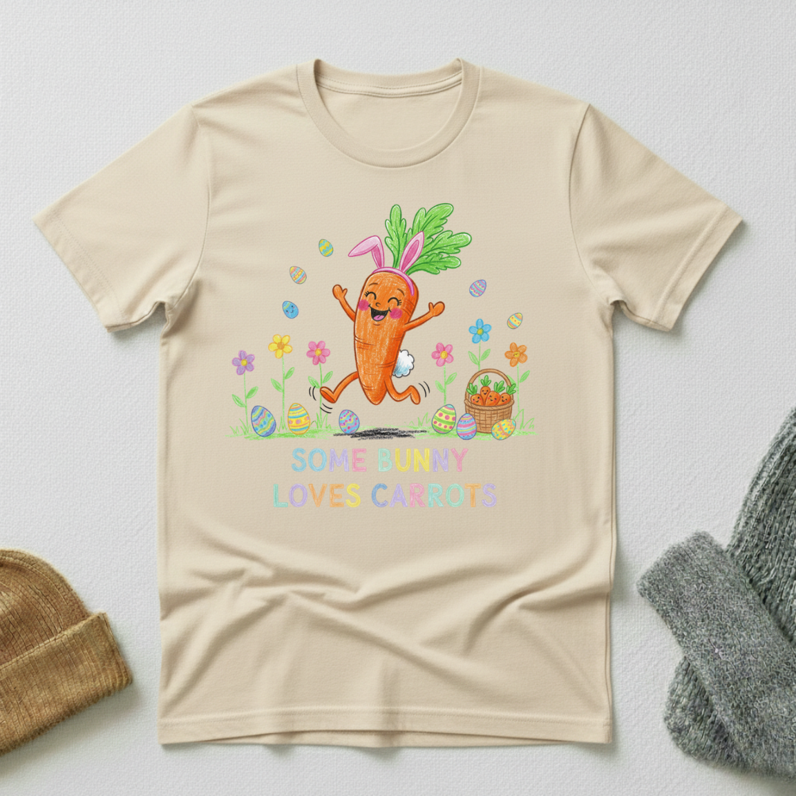 Some Bunny Loves Carrots Crayon T - Shirt