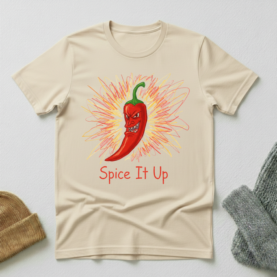 Spice It Up Red Pepper Cartoon T - Shirt