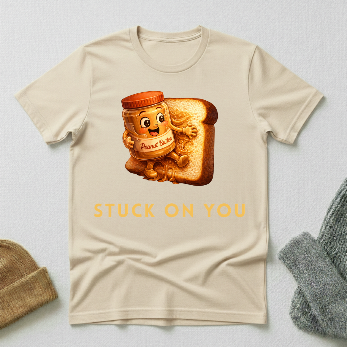 Stuck on You Detailed Cartoon Romance T - Shirt