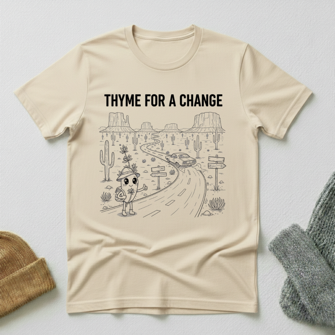 Thyme For Change Road Hike Stencil T - Shirt